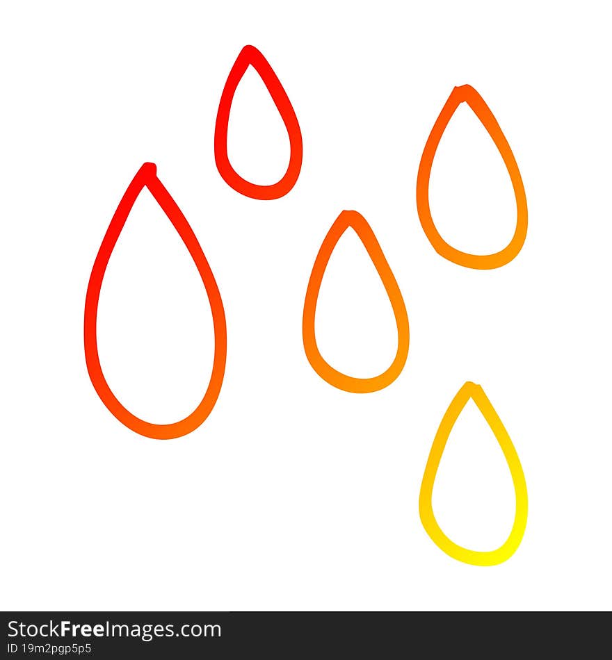 warm gradient line drawing of a cartoon rain drop