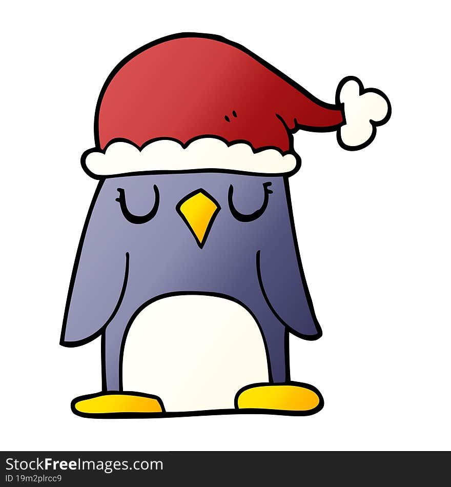 cartoon doodle christmas penguin