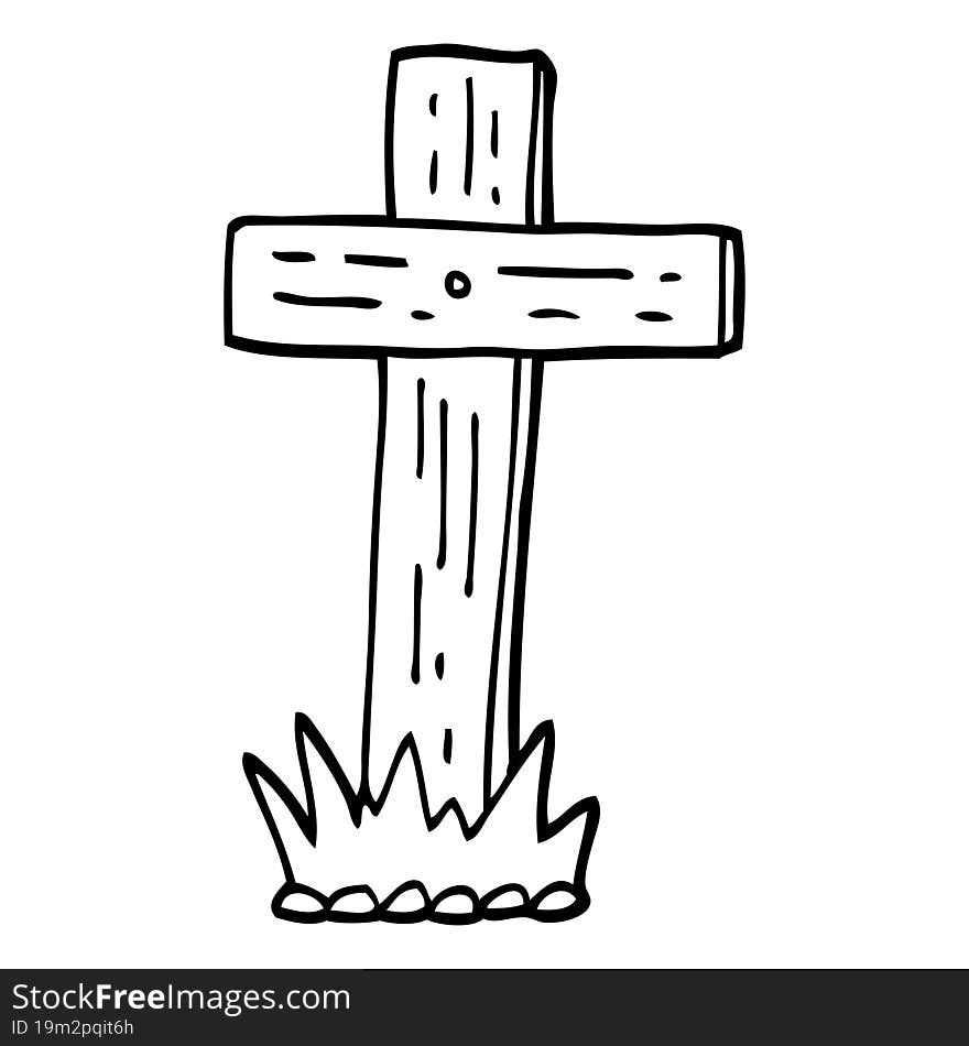 black and white cartoon wooden cross