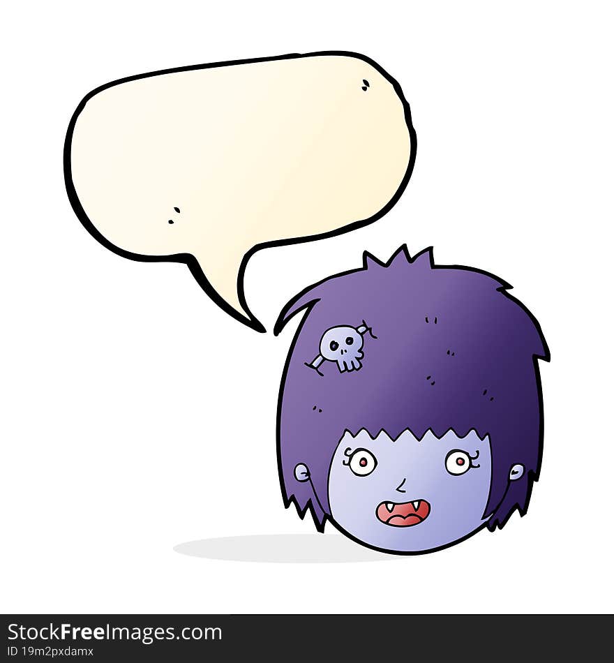 Cartoon Happy Vampire Girl Face With Speech Bubble