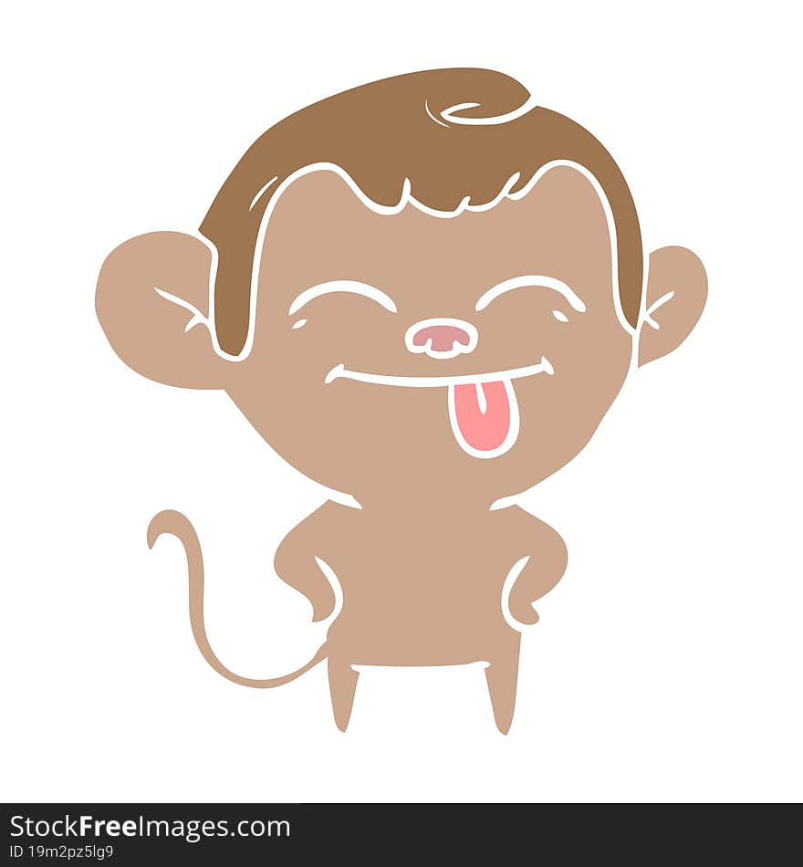 funny flat color style cartoon monkey