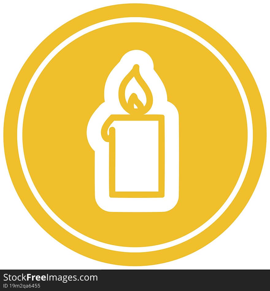 burning candle circular icon symbol