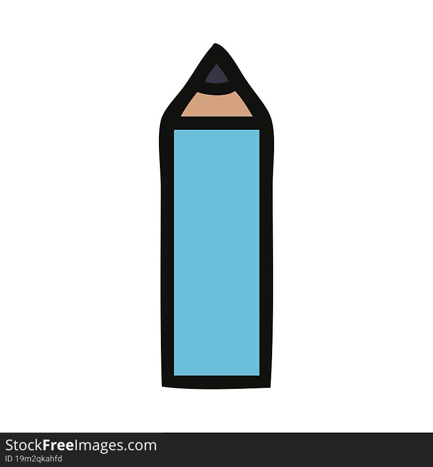 cute cartoon of a blue pencil. cute cartoon of a blue pencil