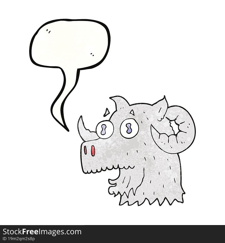 speech bubble textured cartoon ram head