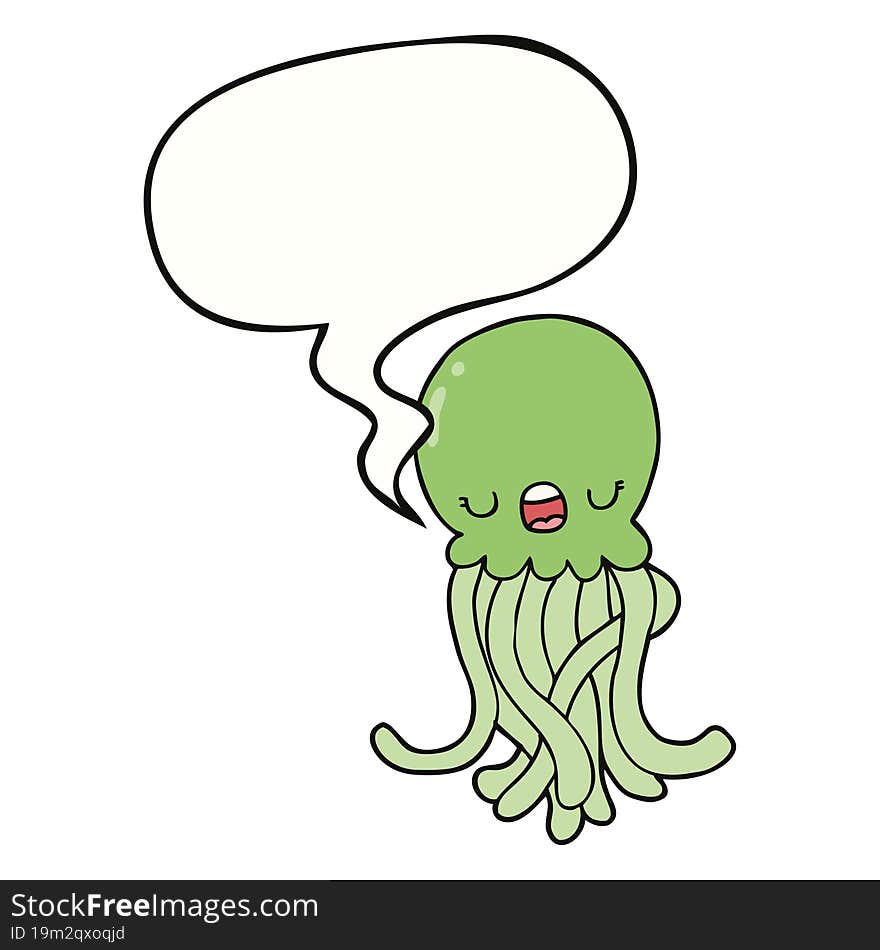 Cartoon Jellyfish And Speech Bubble