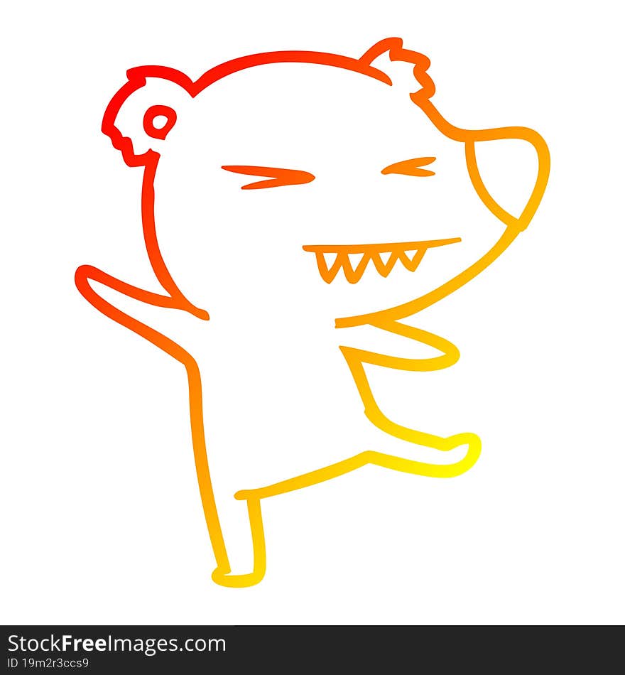 warm gradient line drawing of a dancing polar bear cartoon