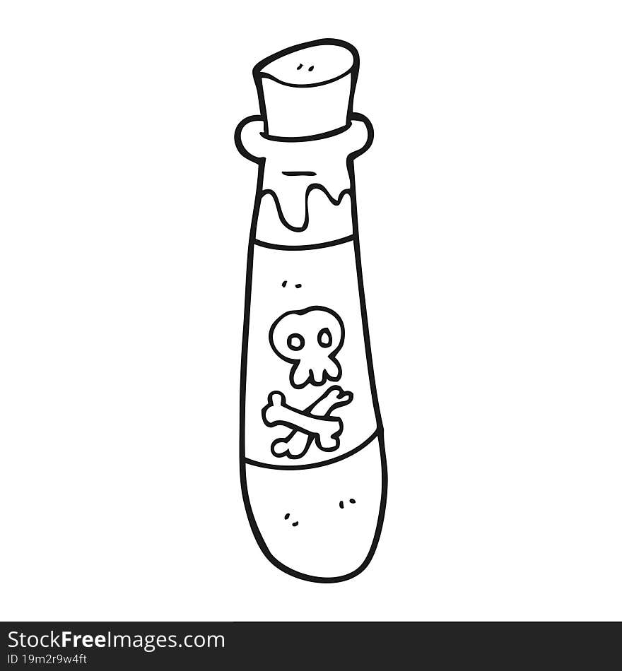 Black And White Cartoon Vial Of Poison