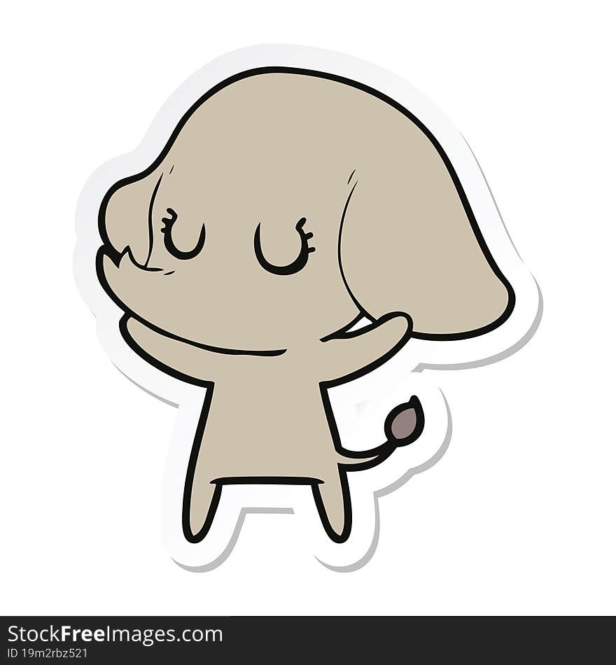 sticker of a cute cartoon elephant