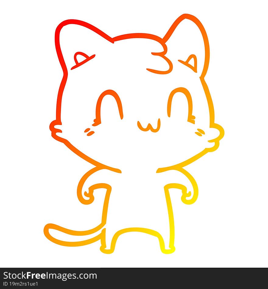 warm gradient line drawing cartoon happy cat