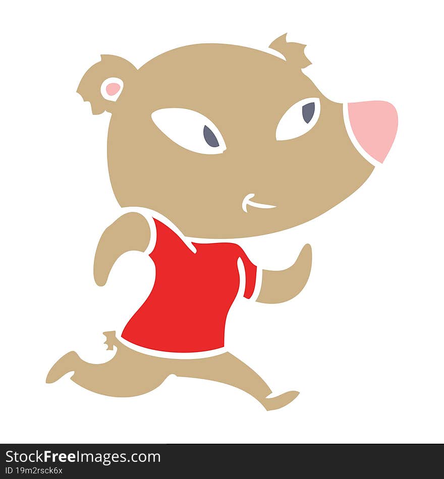 Cute Flat Color Style Cartoon Bear