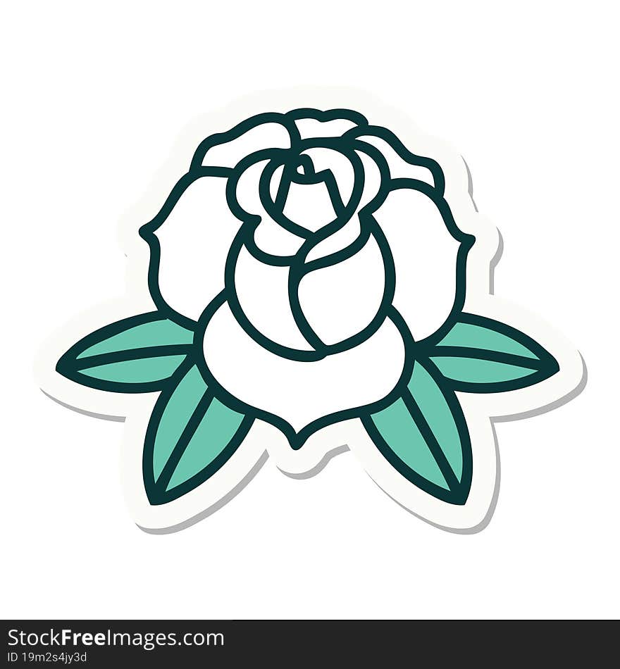 sticker of tattoo in traditional style of a flower. sticker of tattoo in traditional style of a flower