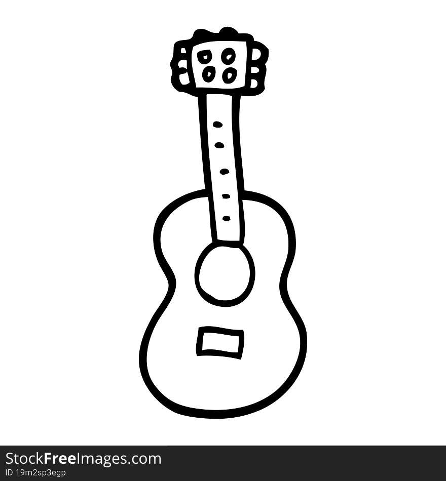 line drawing cartoon guitar