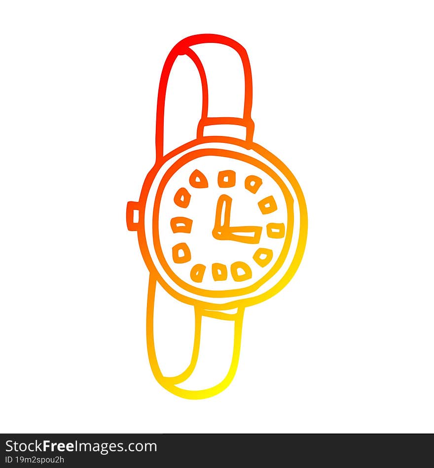 warm gradient line drawing cartoon watch