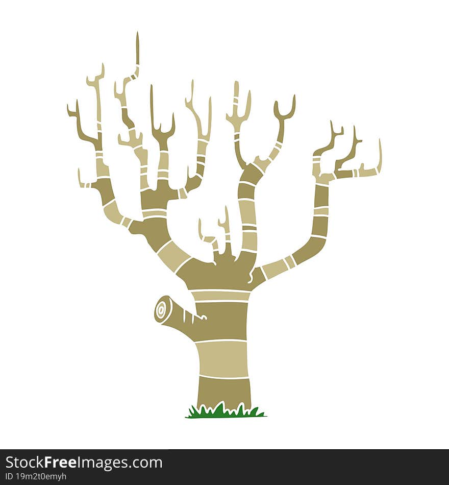 flat color style cartoon winter tree