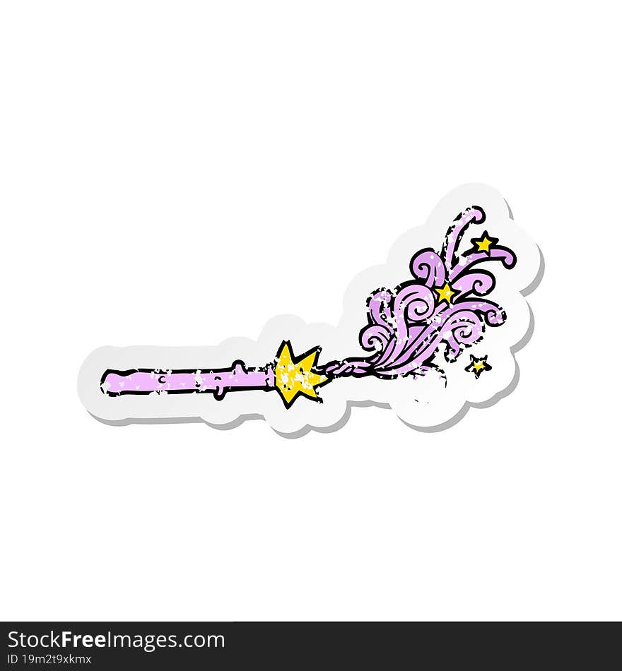 retro distressed sticker of a cartoon magic wand