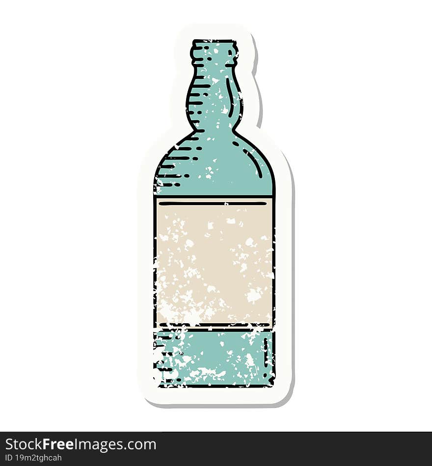 distressed sticker tattoo in traditional style of a bottle. distressed sticker tattoo in traditional style of a bottle