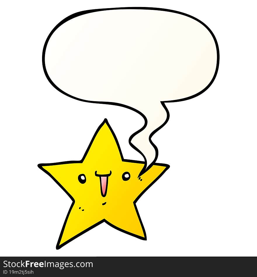 Cute Cartoon Star And Speech Bubble In Smooth Gradient Style