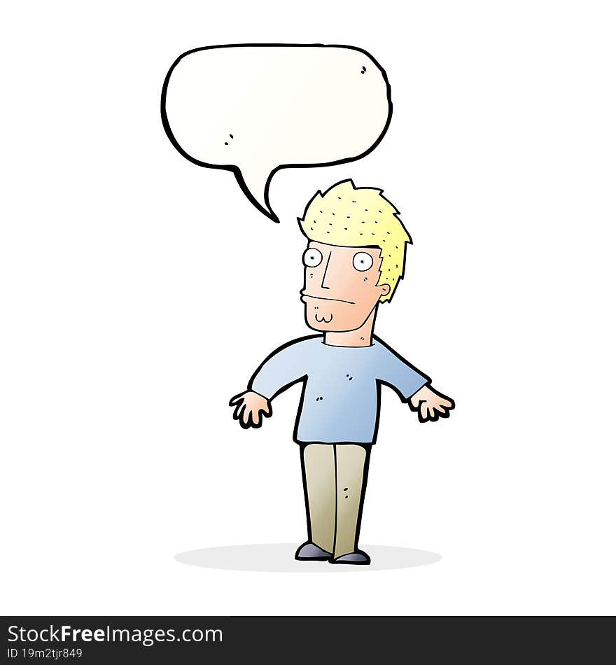 Cartoon Worried Man With Speech Bubble