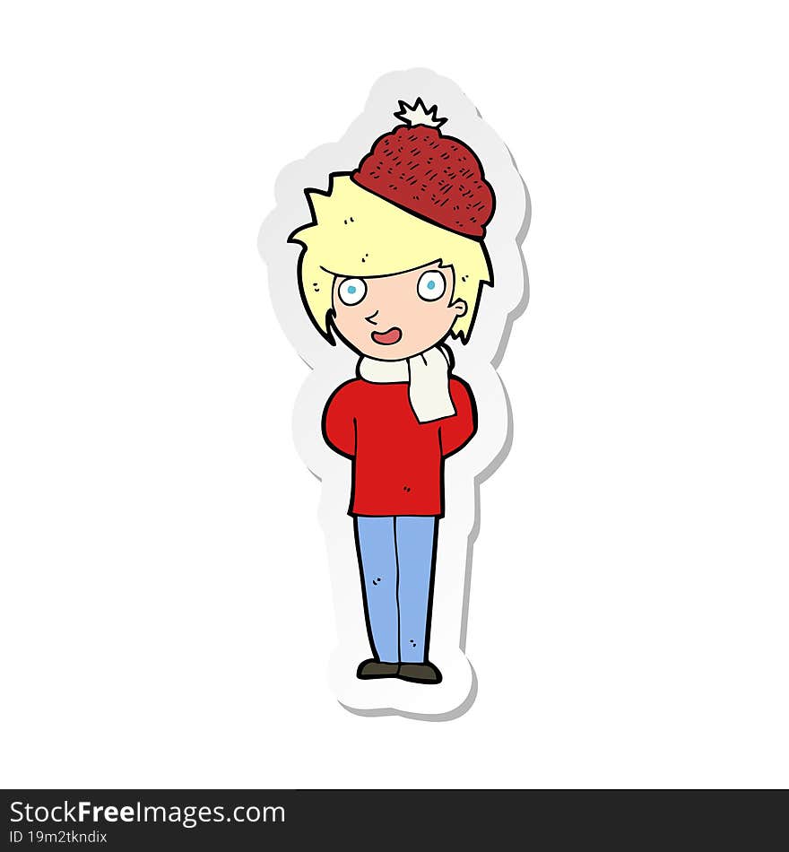 sticker of a cartoon winter man