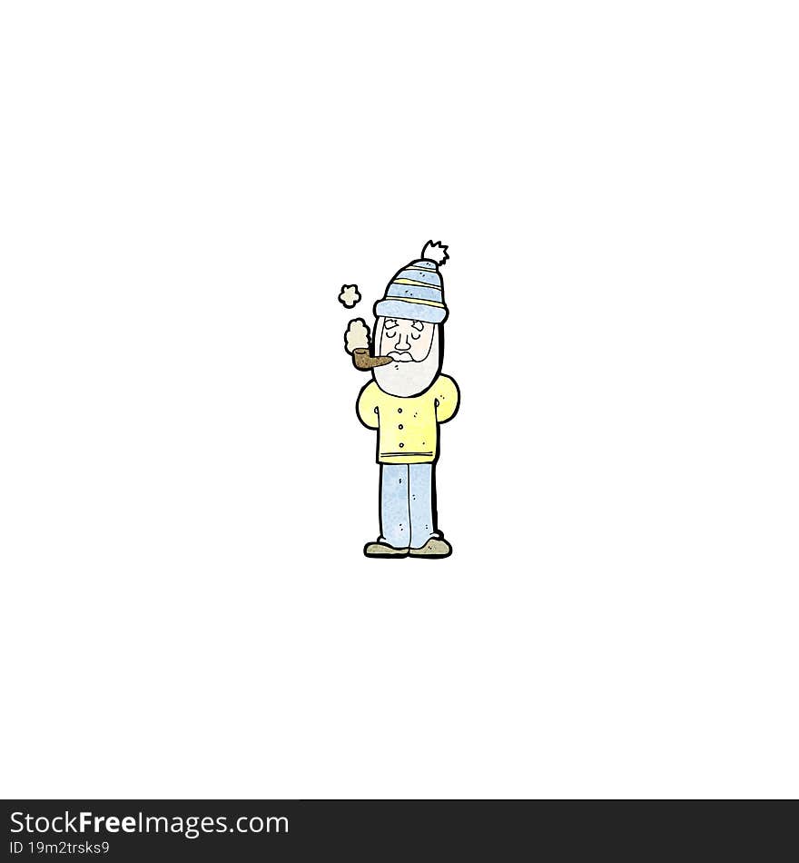 cartoon man smoking pipe