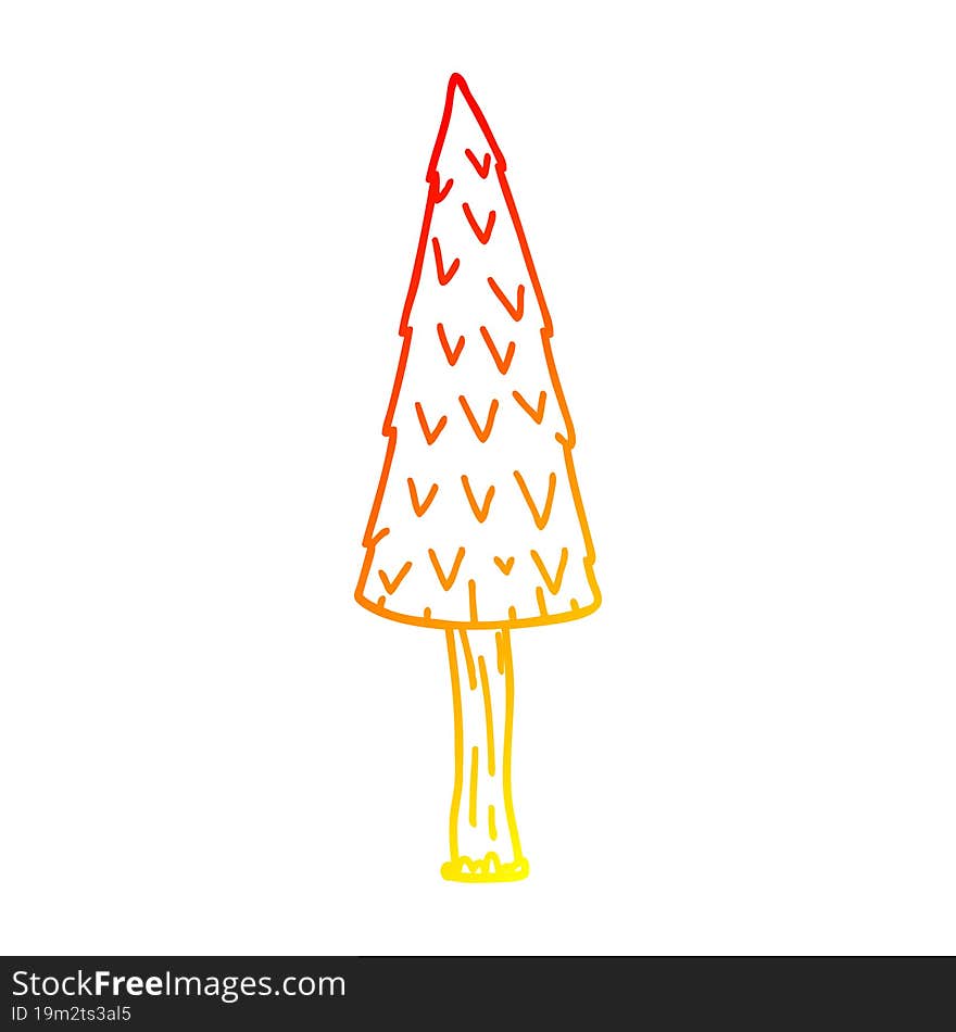 Warm Gradient Line Drawing Cartoon Christmas Tree