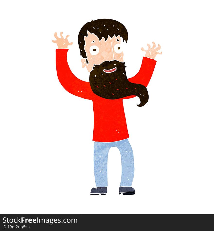 Cartoon Excited Man With Beard