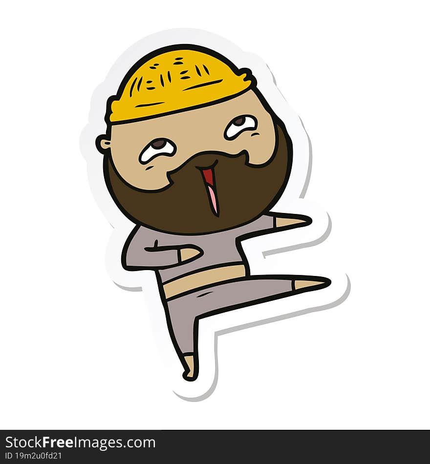 sticker of a cartoon happy bearded man