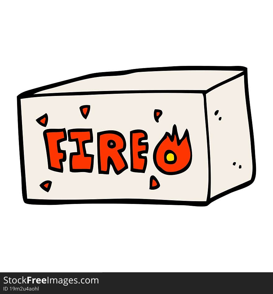 cartoon doodle emergency fire sign