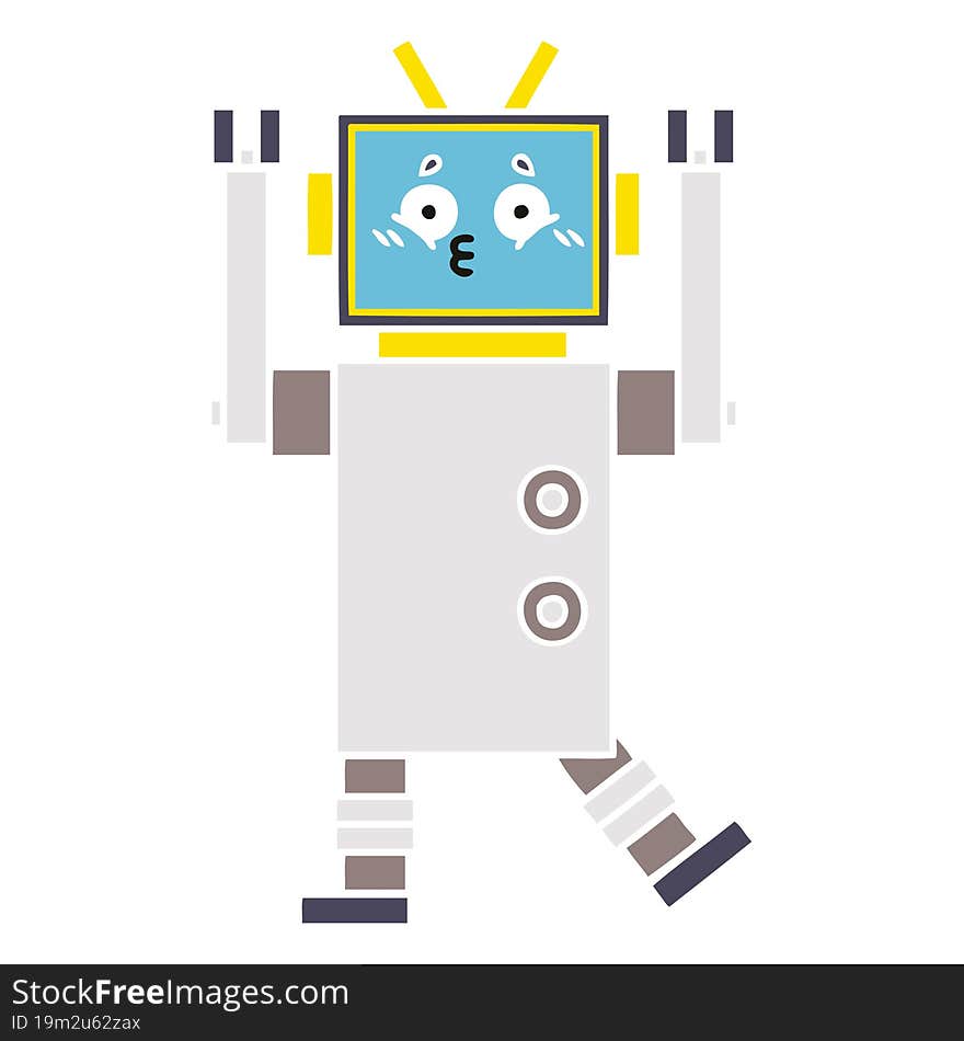 flat color retro cartoon of a robot