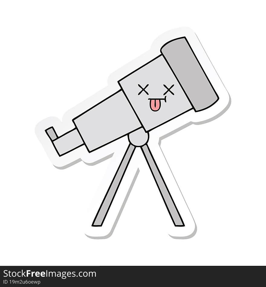 sticker of a cute cartoon telescope