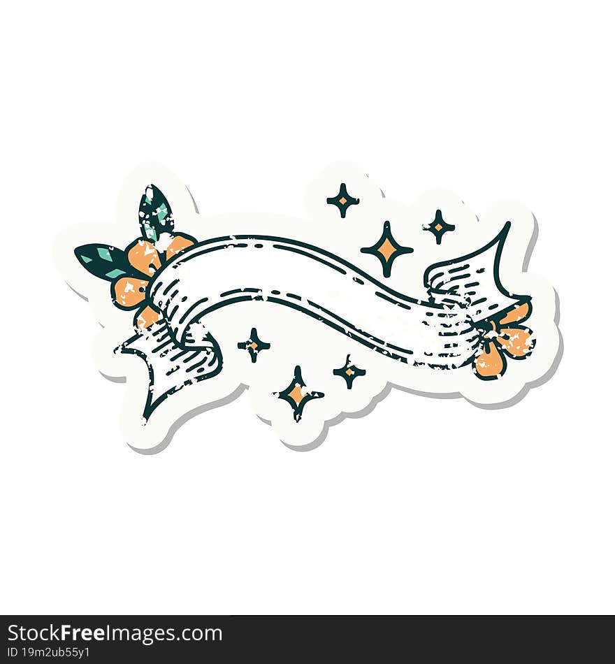 grunge sticker with banner of a stars