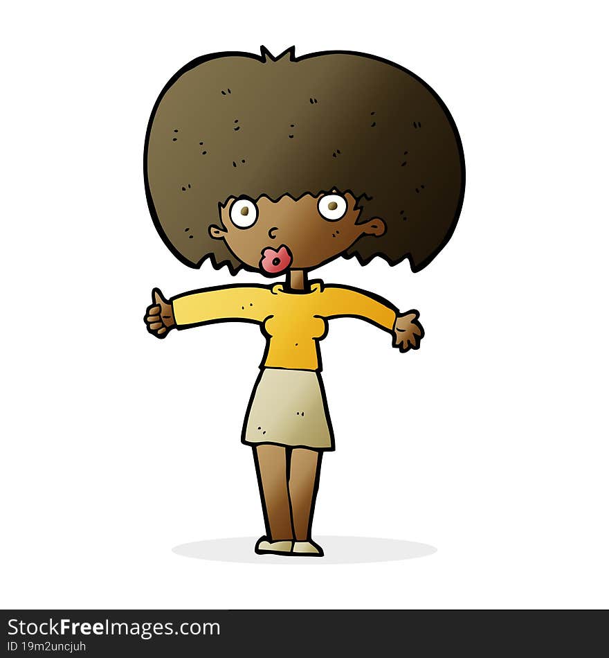 cartoon woman giving thumbs up symbol