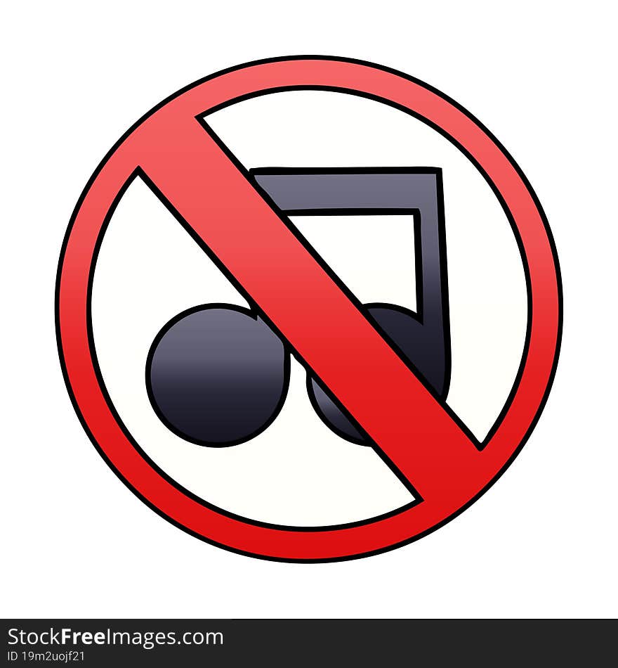 gradient shaded cartoon no music sign