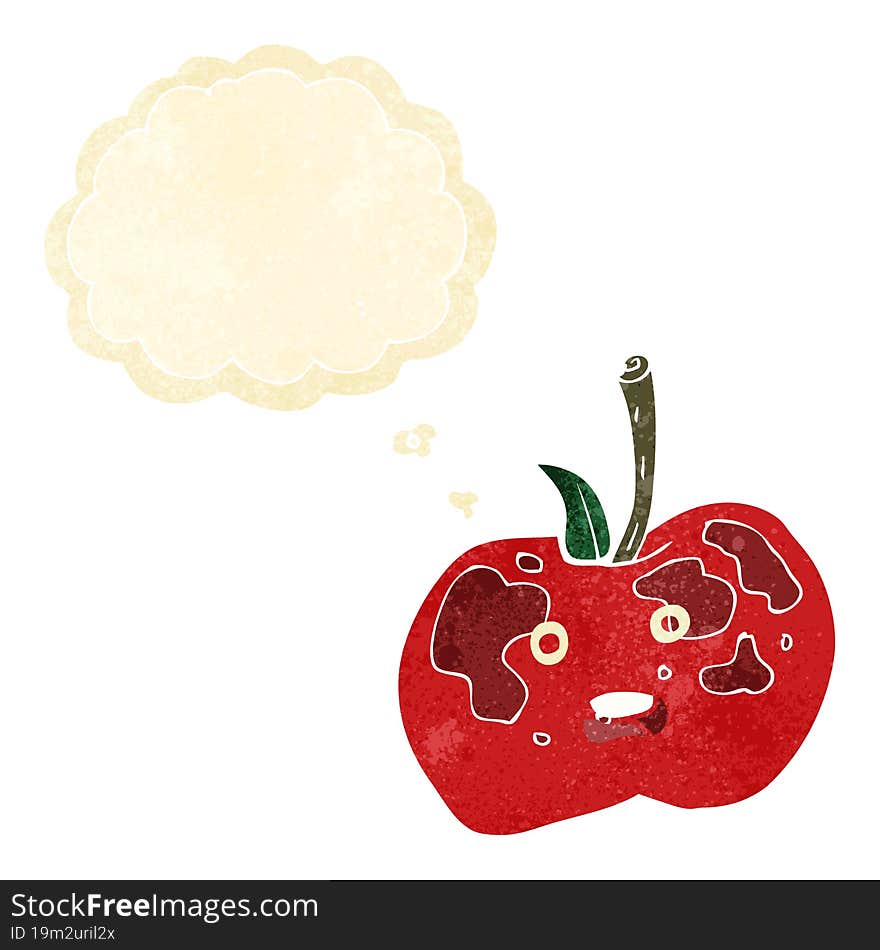 cartoon apple with thought bubble