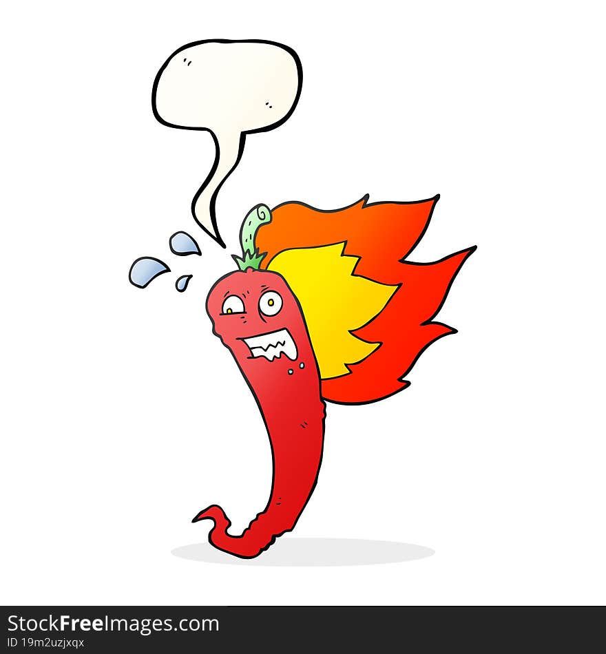 hot chilli pepper speech bubble cartoon