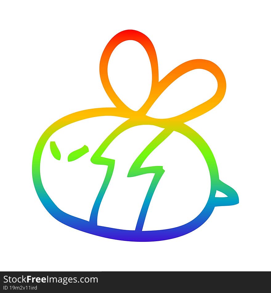 rainbow gradient line drawing cartoon bee