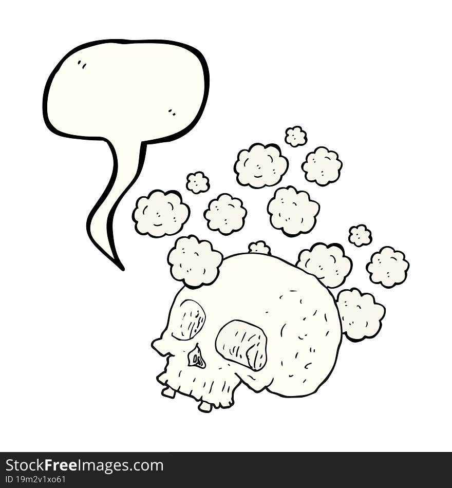 speech bubble cartoon old skull