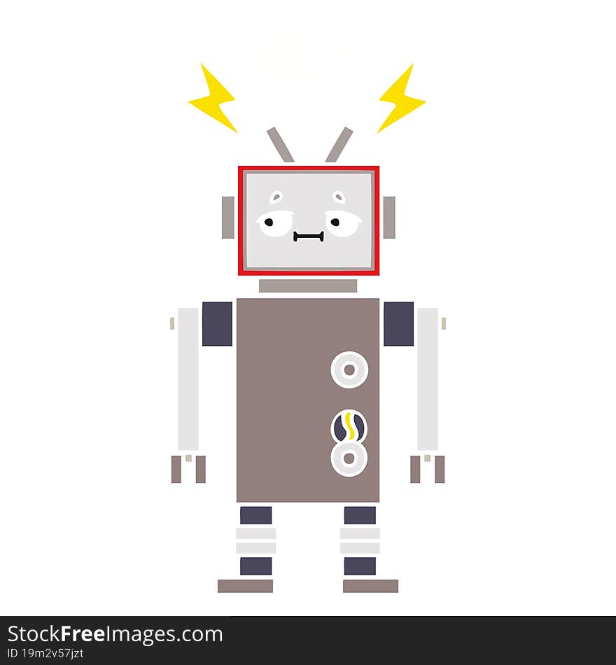 flat color retro cartoon of a robot