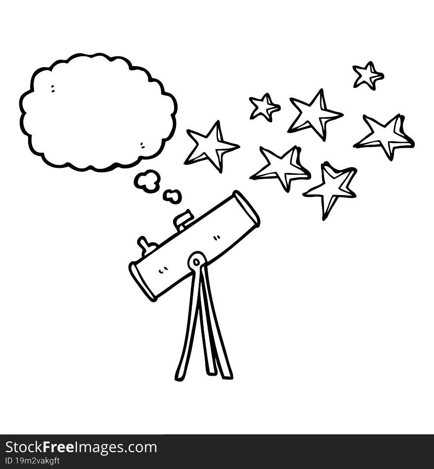 thought bubble cartoon telescope and stars