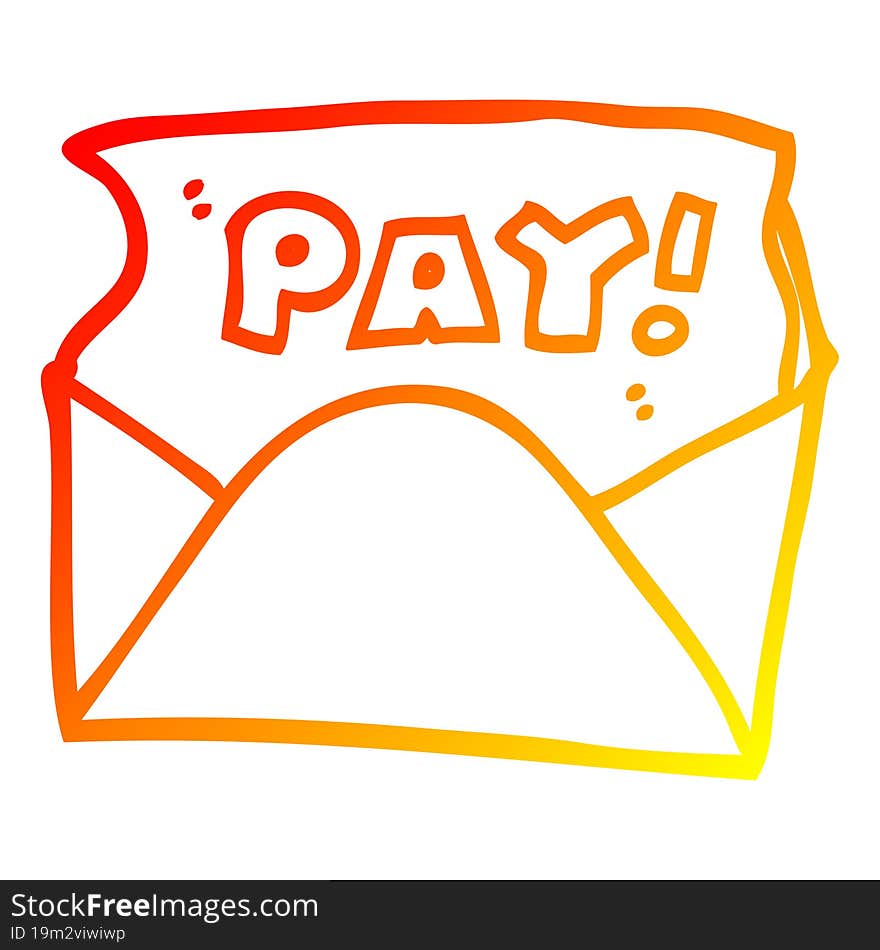 warm gradient line drawing cartoon pay packet