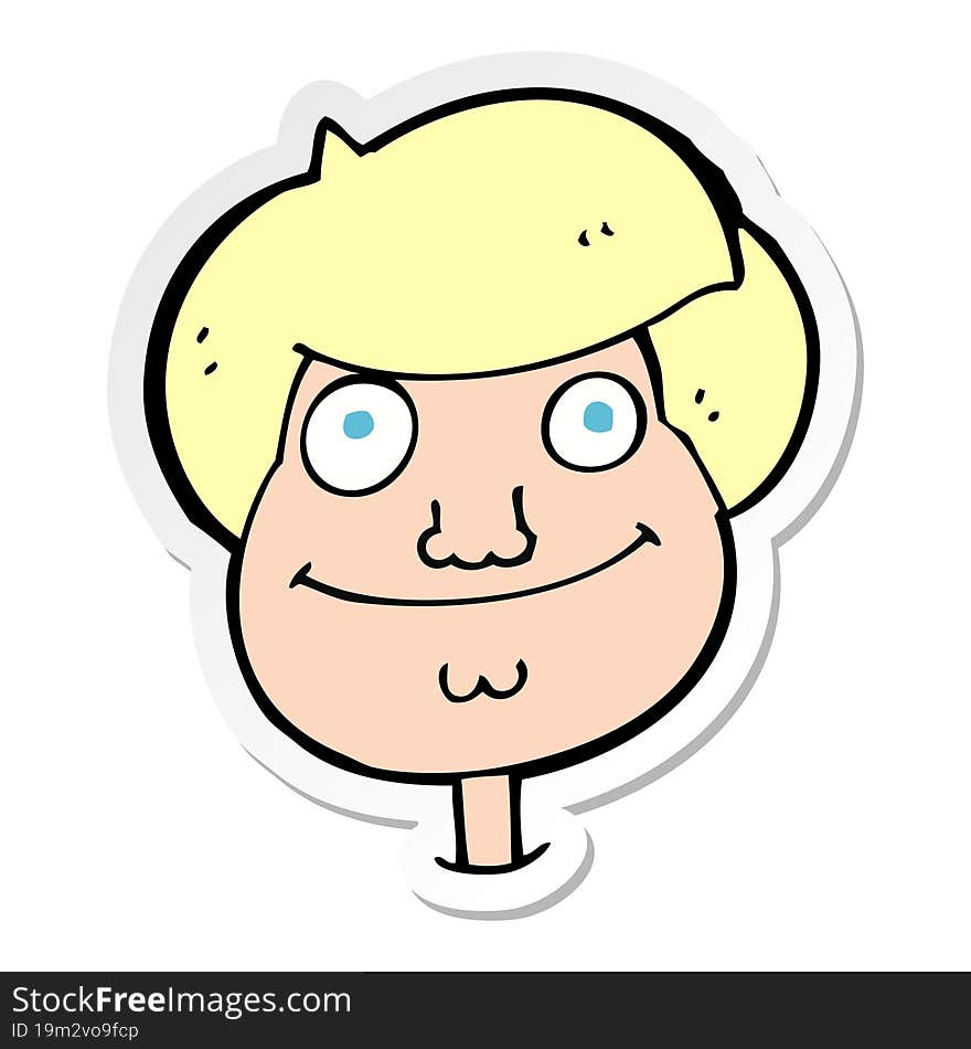 sticker of a cartoon happy boys face