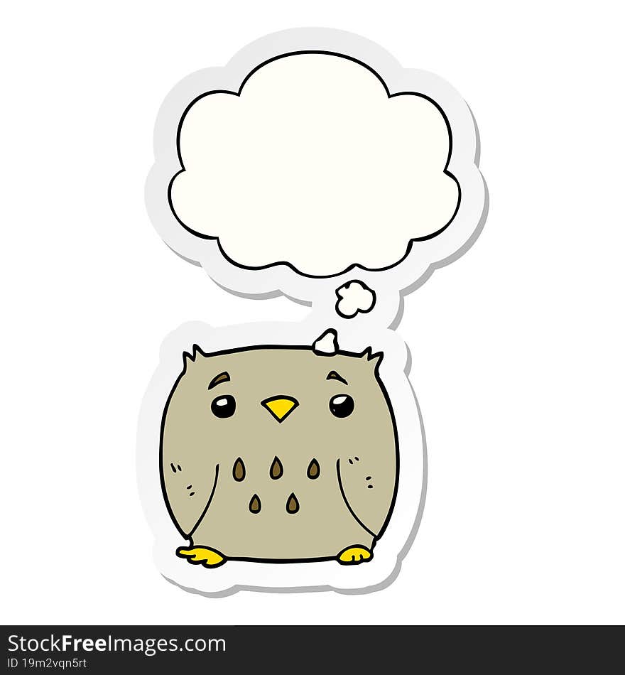 cartoon owl and thought bubble as a printed sticker