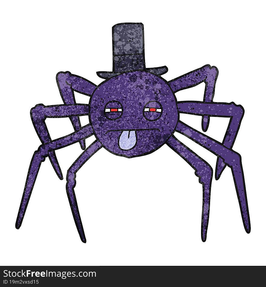 textured cartoon halloween spider in top hat