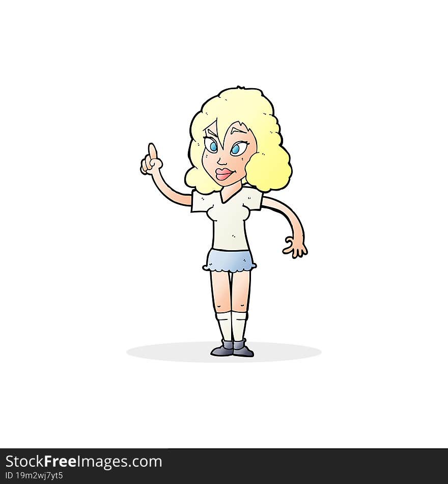 cartoon pretty woman with idea