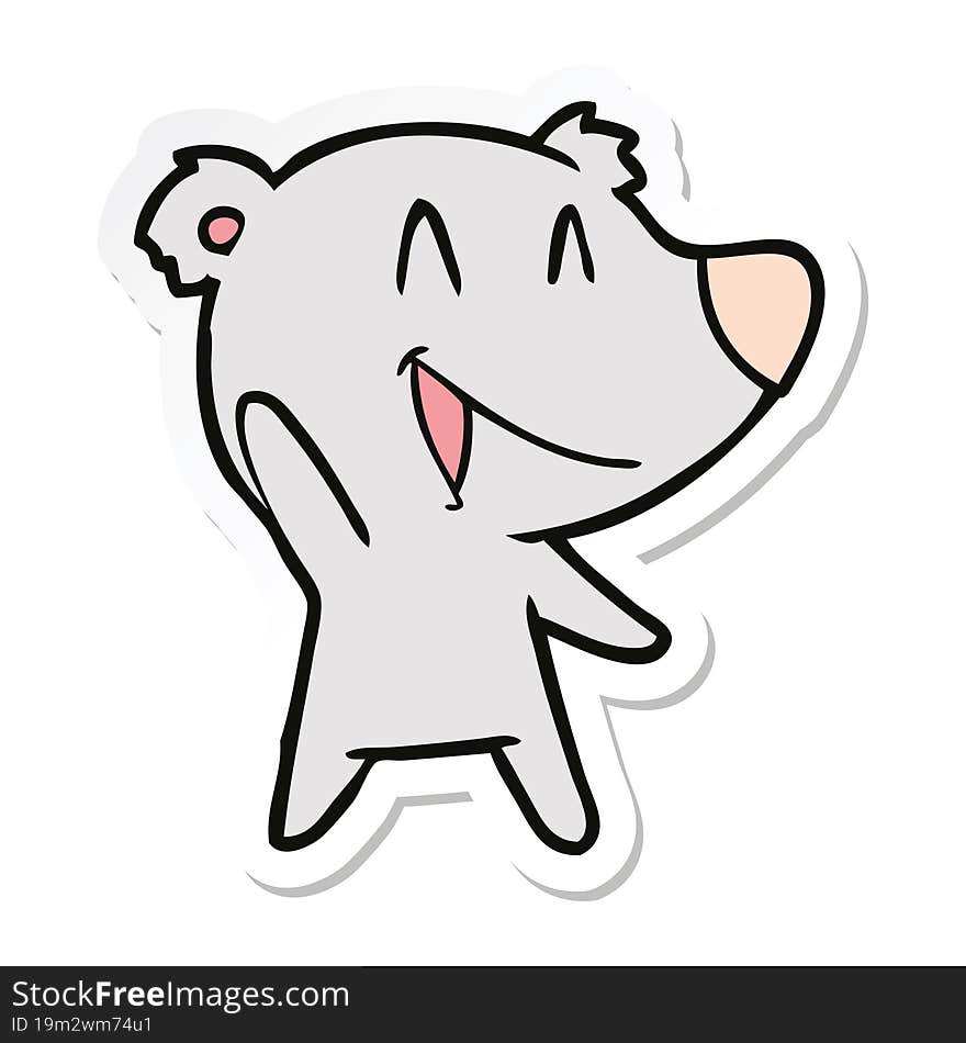 Sticker Of A Laughing Bear Cartoon