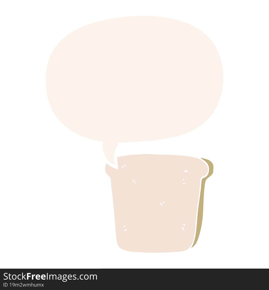 cartoon slice of bread and speech bubble in retro style