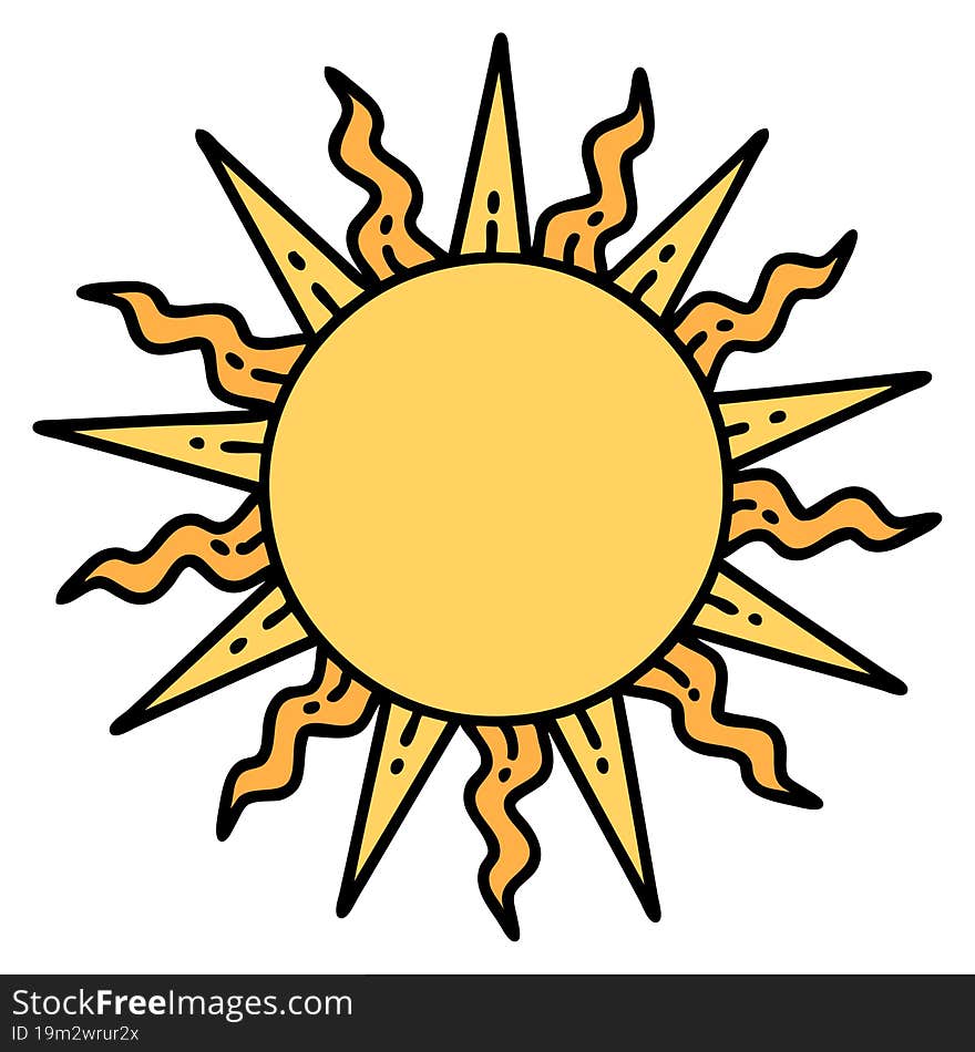 Traditional Tattoo Of A Sun