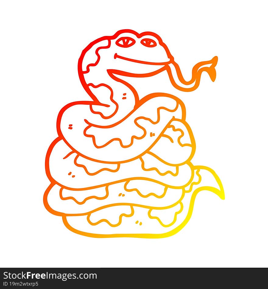 warm gradient line drawing cartoon snake