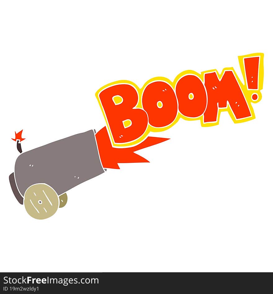 flat color illustration of cannon firing. flat color illustration of cannon firing