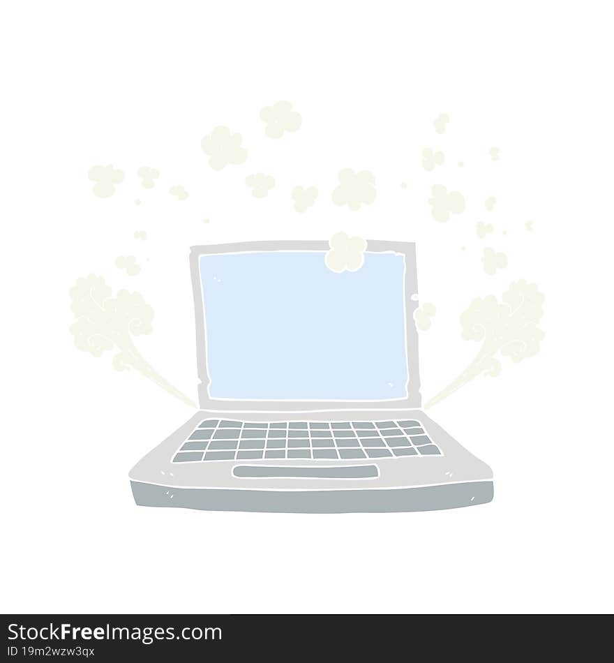 flat color illustration of laptop computer fault. flat color illustration of laptop computer fault